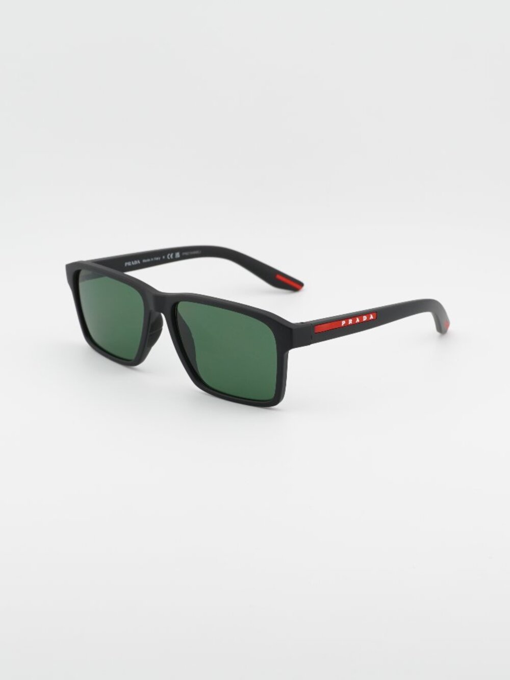Prada Sport PS05YS DG006U Sunglasses Black Rectangle Frame, Green Lenses